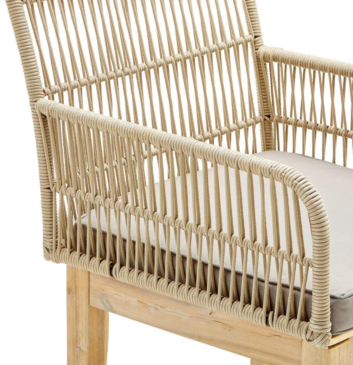 SCAUN DE GRĂDINĂ in lemn, plastic, textil gri deschis, maro deschis, culoare lemn tec  - gri deschis/maro deschis, Modern, plastic/lemn (58/92/67cm) - Ambia Garden
