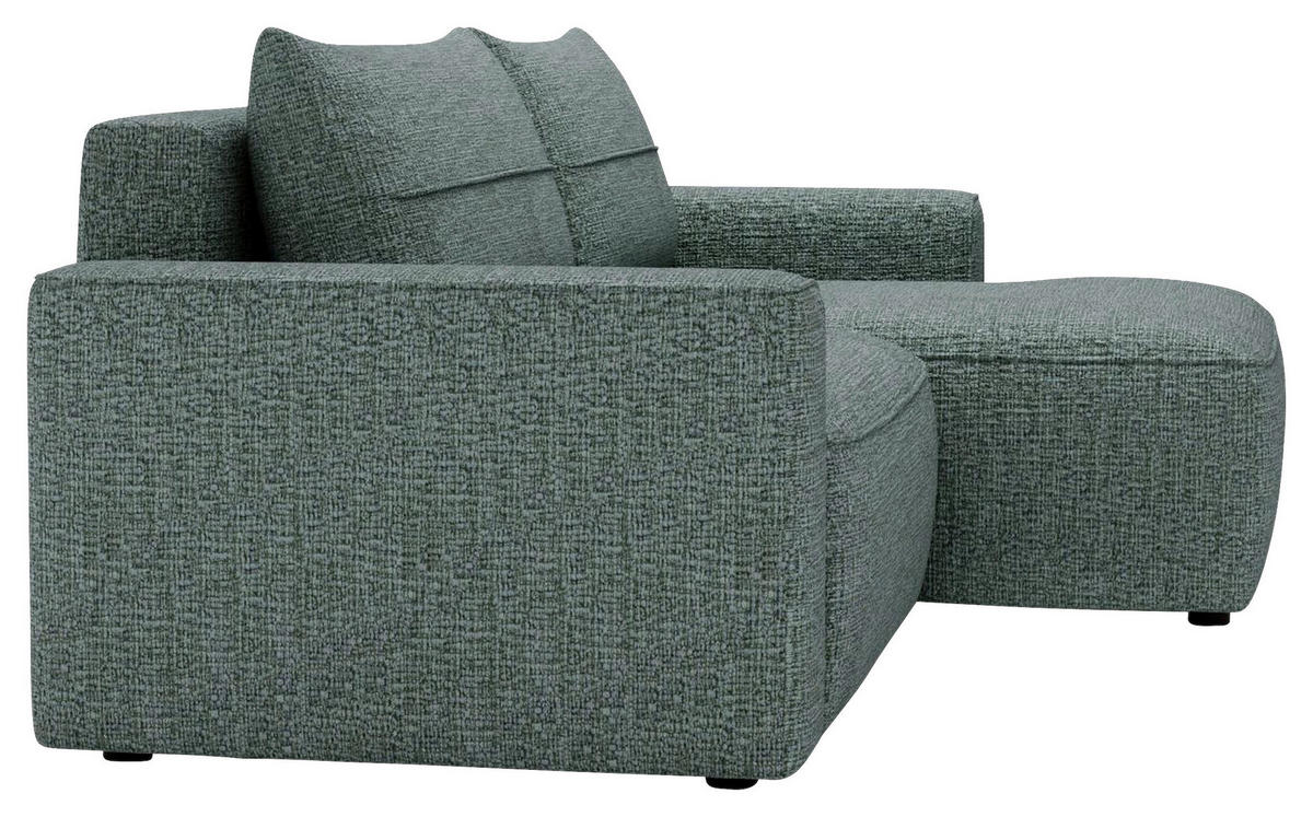 ECKSOFA in Chenille Grün  - Schwarz/Grün, Design, Kunststoff/Textil (233/144cm) - Livetastic