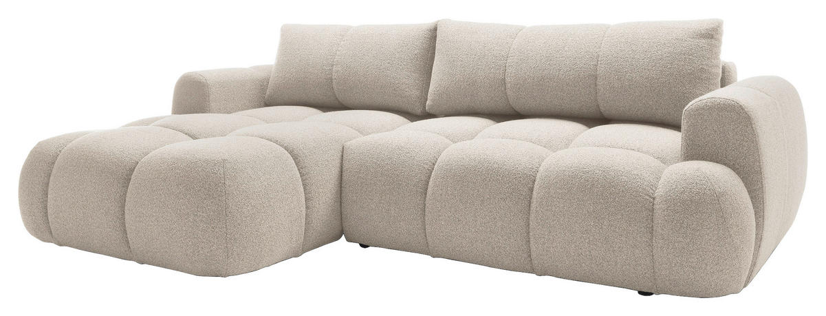 ECKSOFA Creme Struktur  - Creme/Schwarz, KONVENTIONELL, Kunststoff/Textil (172/272cm) - Carryhome