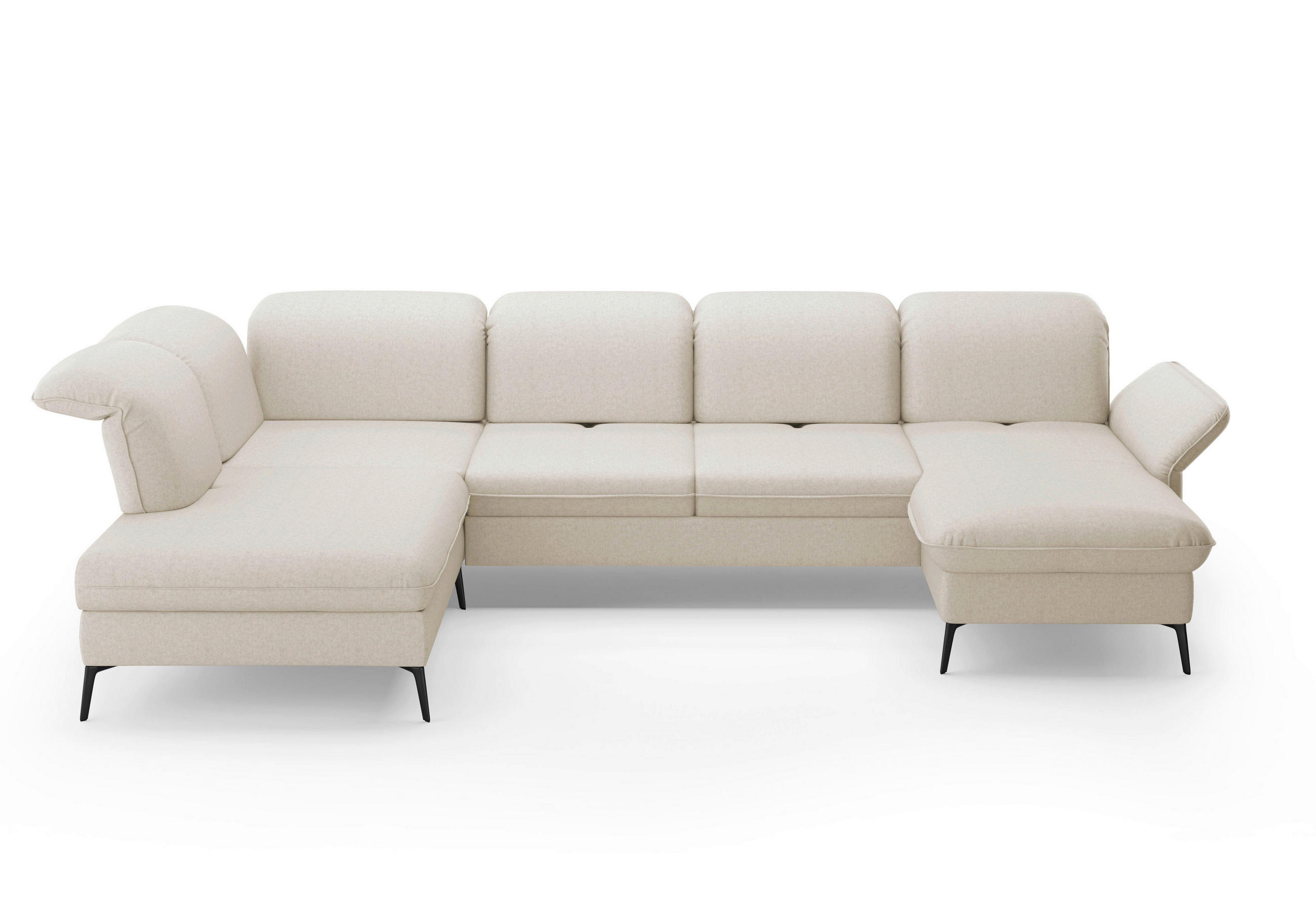 WOHNLANDSCHAFT in Flachgewebe Creme  - Creme/Schwarz, Konventionell, Textil/Metall (231/359/198cm) - Sit & More