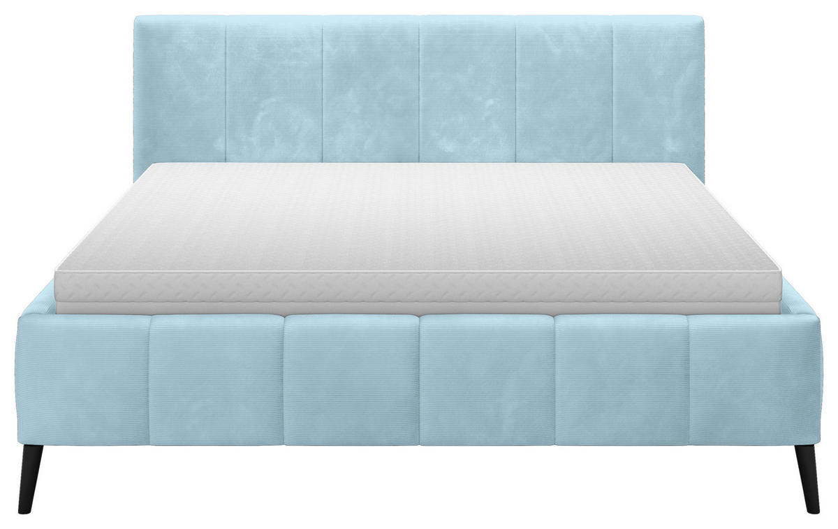 POLSTERBETT 180/200 cm  in Hellblau  - Schwarz/Naturfarben, Trend, Holz/Textil (180/200cm) - home24