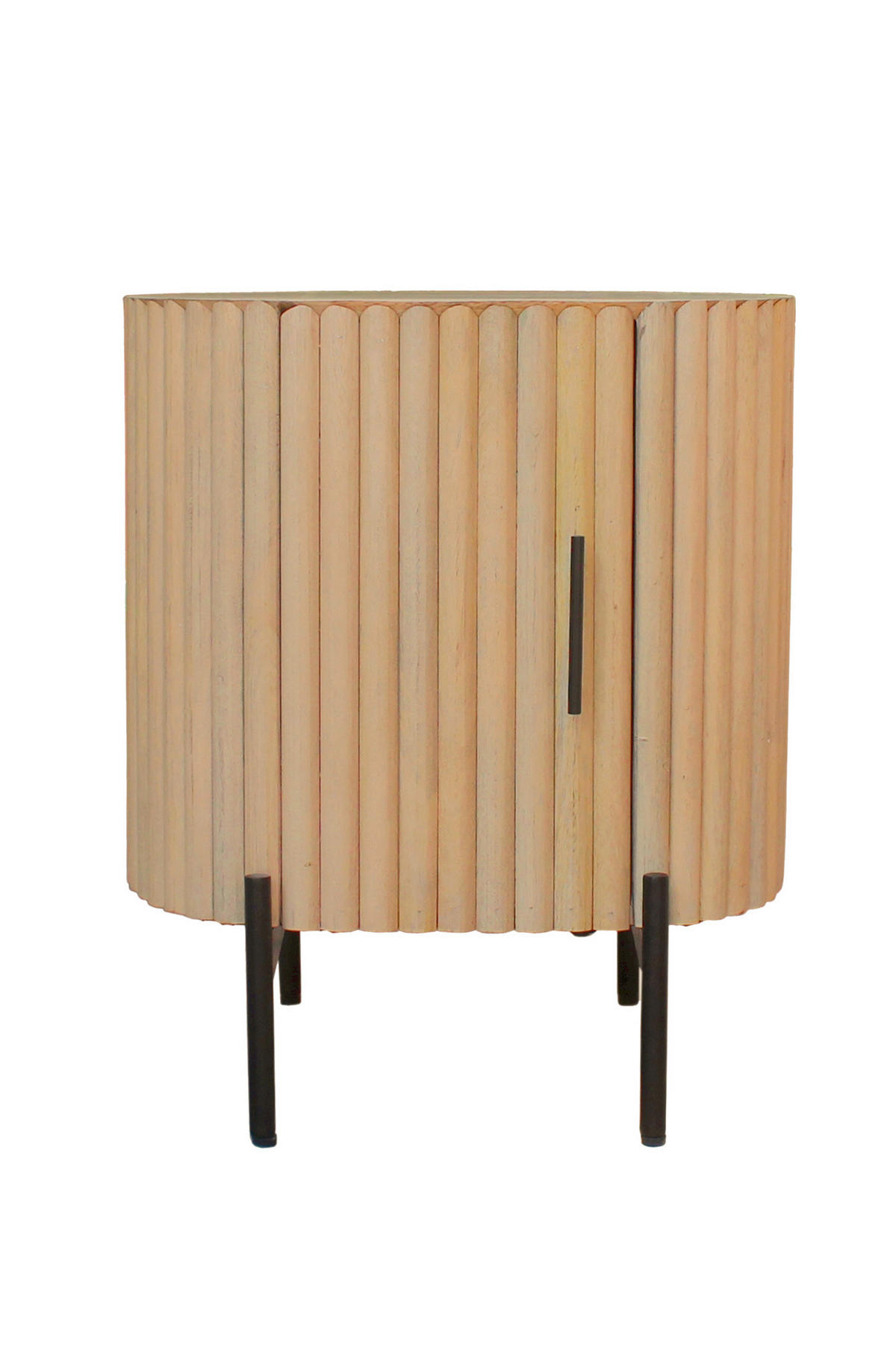 NACHTSCHRANK 50/60/40 cm Mangoholz massiv  - Schwarz/Naturfarben, Basics, Holz/Metall (50/60/40cm) - Livetastic