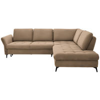 ECKSOFA in Bouclé Hellbraun  - Hellbraun/Schwarz, Natur, Textil/Metall (288/233cm) - Valnatura