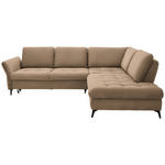 ECKSOFA in Bouclé Hellbraun  - Hellbraun/Schwarz, Natur, Textil/Metall (288/233cm) - Valnatura