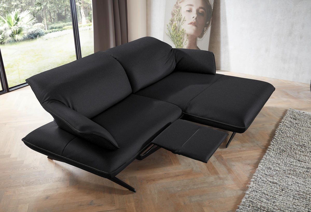 ECKSOFA in Echtleder Schwarz  252/169 cm  - Beige/Schwarz, Design, Leder/Metall (252/169cm) - Koinor