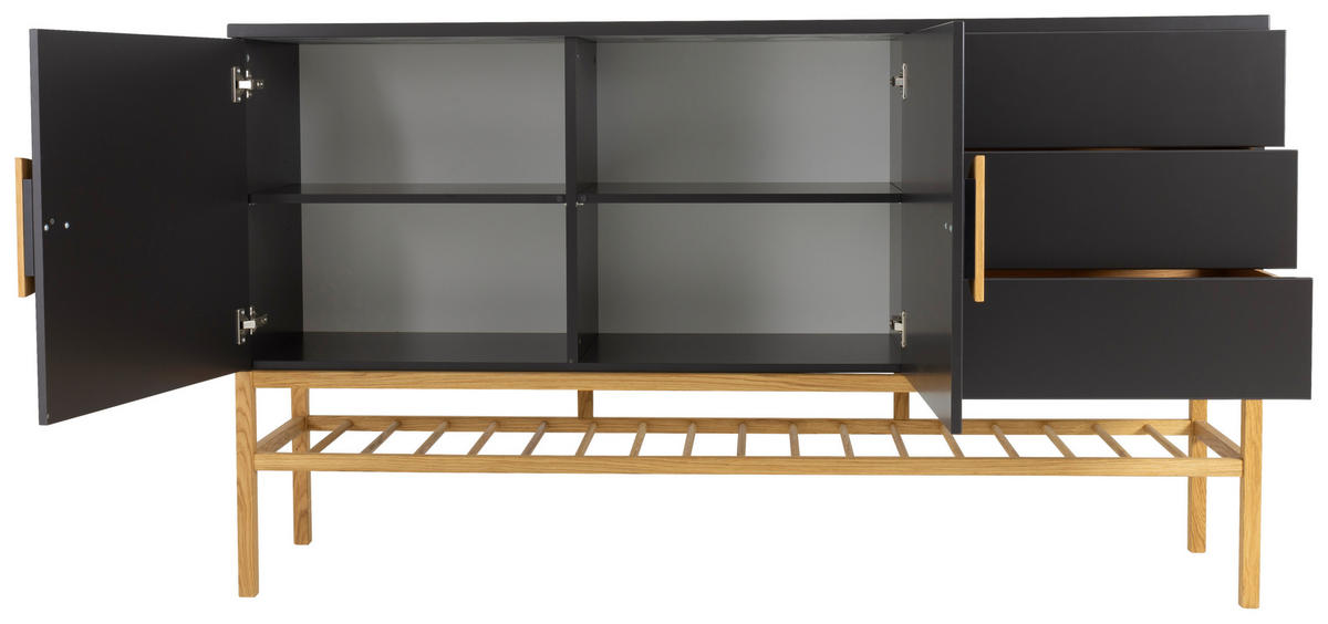 SIDEBOARD  in 176/100/43 cm  - Eichefarben/Schwarz, Design, Holz/Holzwerkstoff (176/100/43cm)