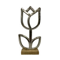 DEKOBLUME  - Silberfarben/Naturfarben, LIFESTYLE, Holz/Metall (11/22,5/3,5cm)