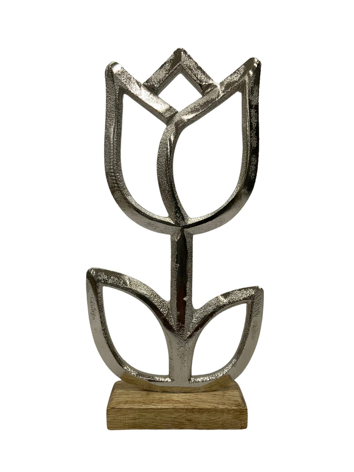 DEKOBLUME  - Silberfarben/Naturfarben, LIFESTYLE, Holz/Metall (11/22,5/3,5cm)