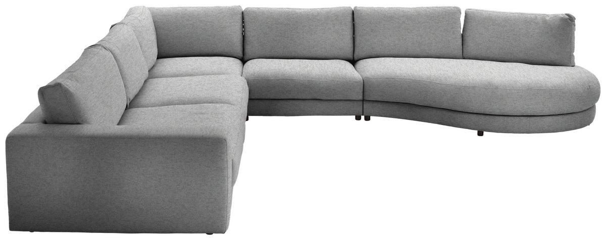 ECKSOFA in Flachgewebe Grau  - Schwarz/Grau, Design, Kunststoff/Textil (365/425cm) - Lomoco