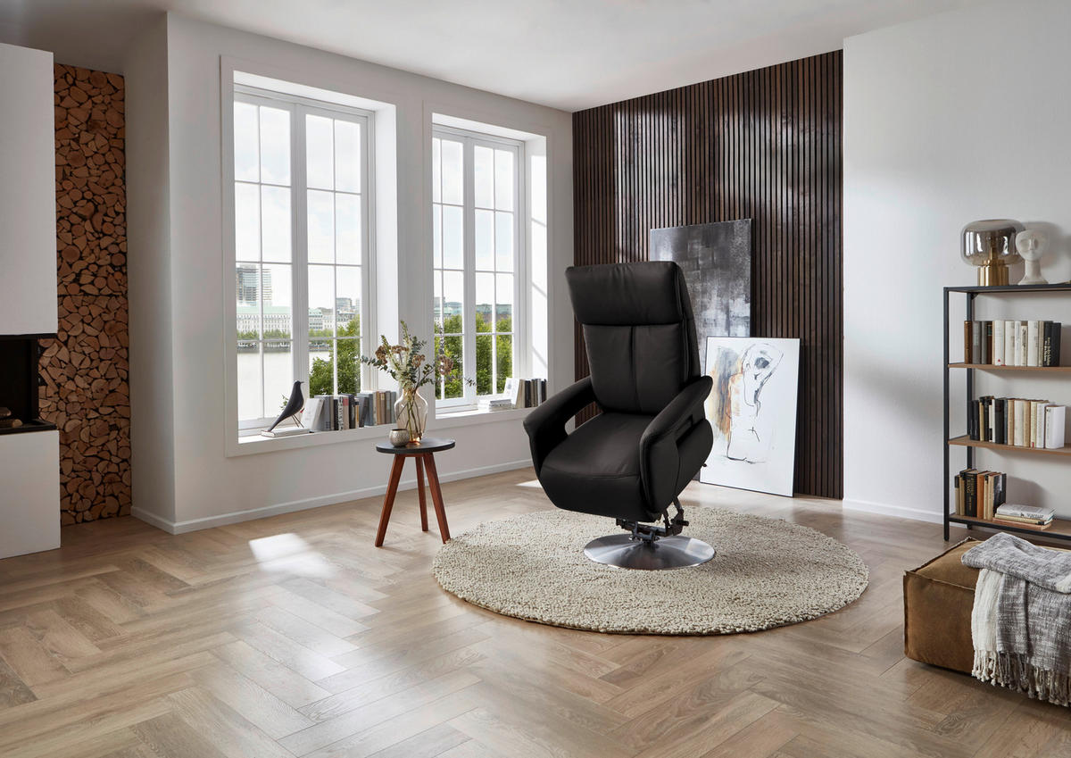 RELAXSESSEL in Leder Dunkelbraun  - Edelstahlfarben/Dunkelbraun, Design, Leder/Metall (78/112/85cm) - Cantus