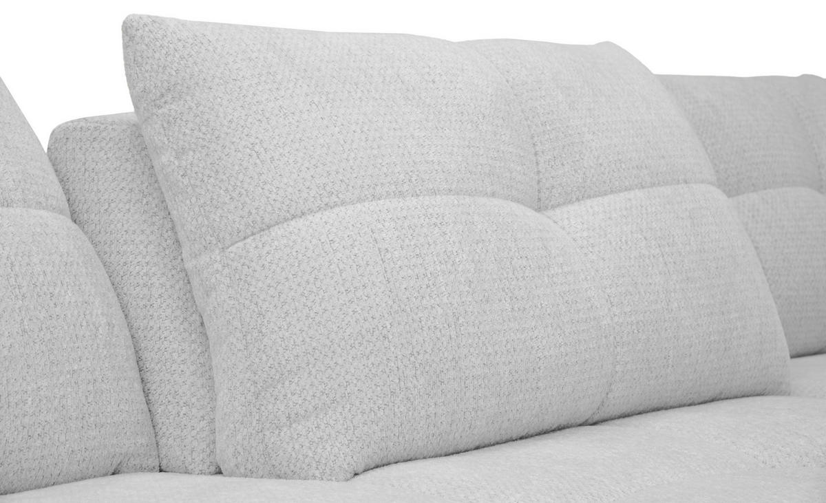 ECKSOFA Silberfarben Chenille Armlehnenkissen, Rücken echt, Sitztiefenverstellung  - Silberfarben/Schwarz, KONVENTIONELL, Textil/Metall (313/215cm) - Hom`in