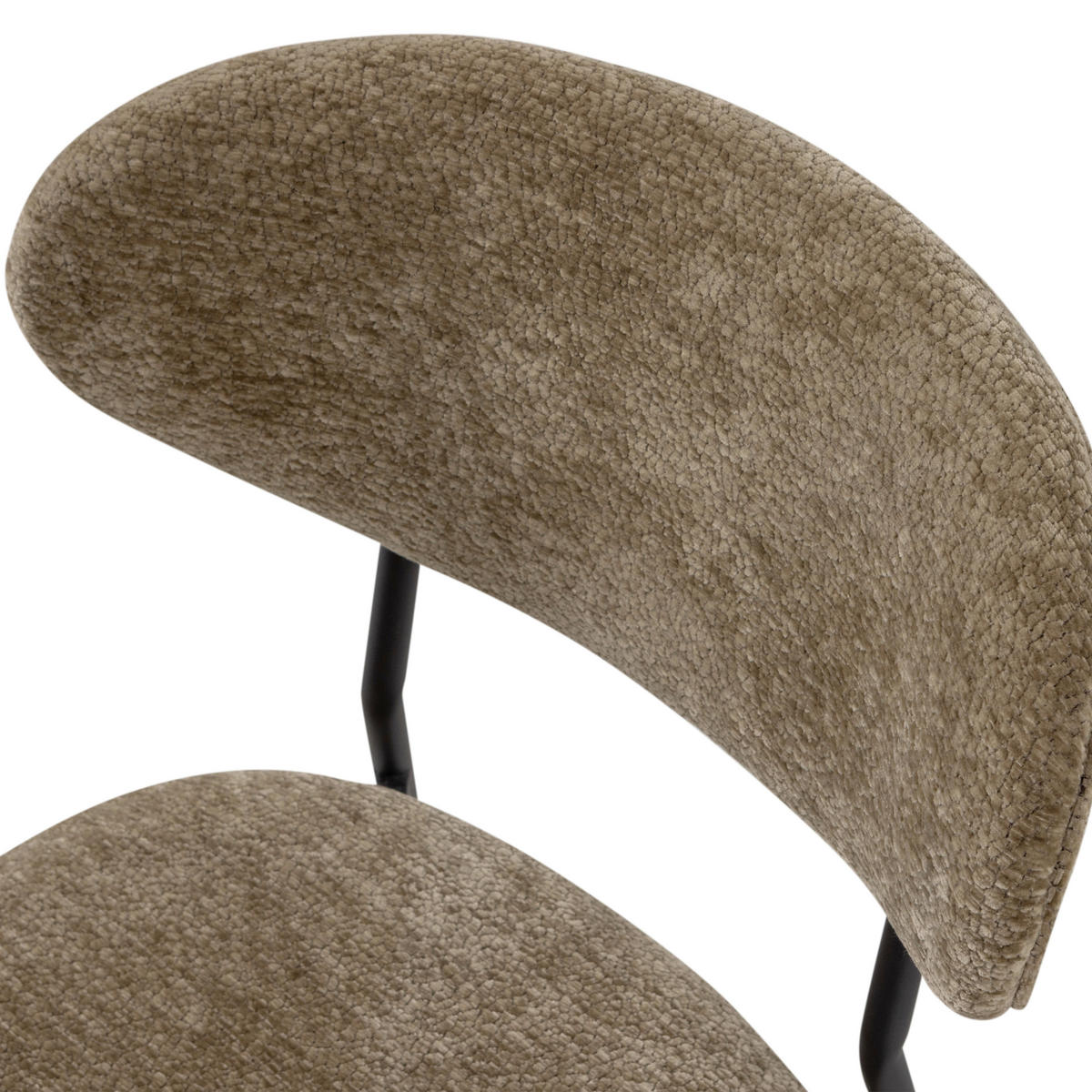 STUHL-SET 2 Stück  in Eisen Chenille  - Schwarz/Braun, MODERN, Textil/Metall (47/79/53cm) - Livetastic