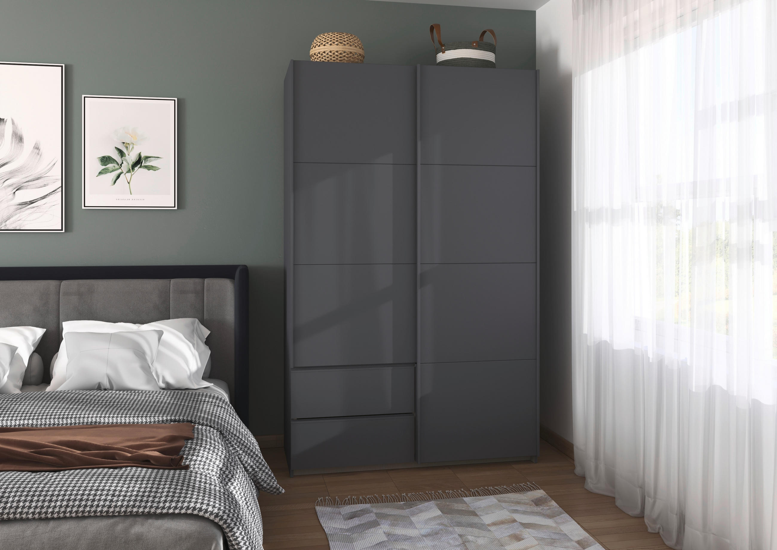SCHWEBETÜRENSCHRANK in Grau  - Grau, Modern, Holzwerkstoff (131/210/59cm) - Rauch Möbel