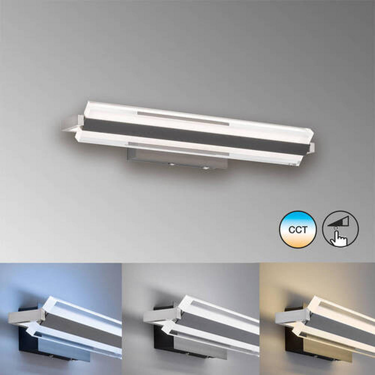 LED-WANDLEUCHTE Paros   - Schwarz/Nickelfarben, Design, Kunststoff/Metall (8/35/12cm) - Fischer & Honsel