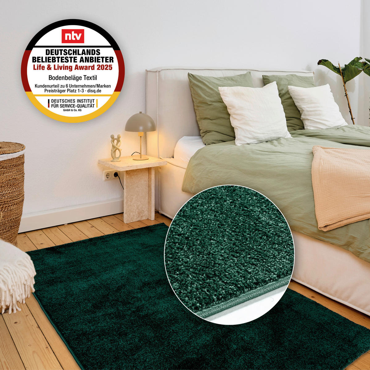 WEBTEPPICH 200/280 cm Sam Dunkelgrün rechteckig  - Dunkelgrün, Basics, Kunststoff (200/280cm) - Astra