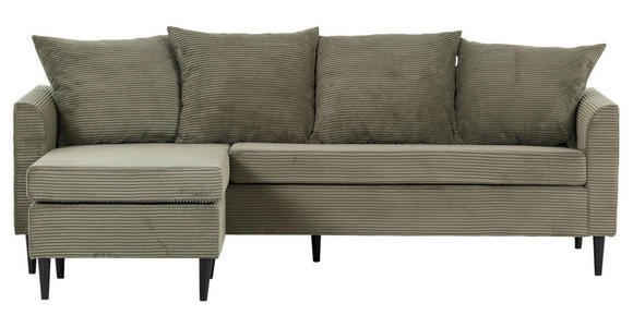 ECKSOFA Dunkelgrün Cord  - Dunkelgrün/Schwarz, KONVENTIONELL, Holz/Textil (150/218cm) - Carryhome