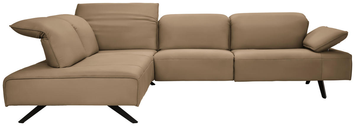 ECKSOFA Echtleder Sandfarben  - Sandfarben/Anthrazit, Design, Leder/Metall (230/290cm) - Johann Jakob