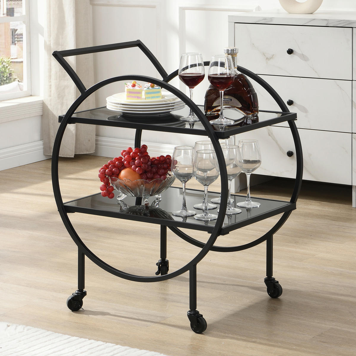 SERVIERWAGEN in Schwarz  - Schwarz, Design, Glas/Kunststoff (45/46/83cm) - MID.YOU