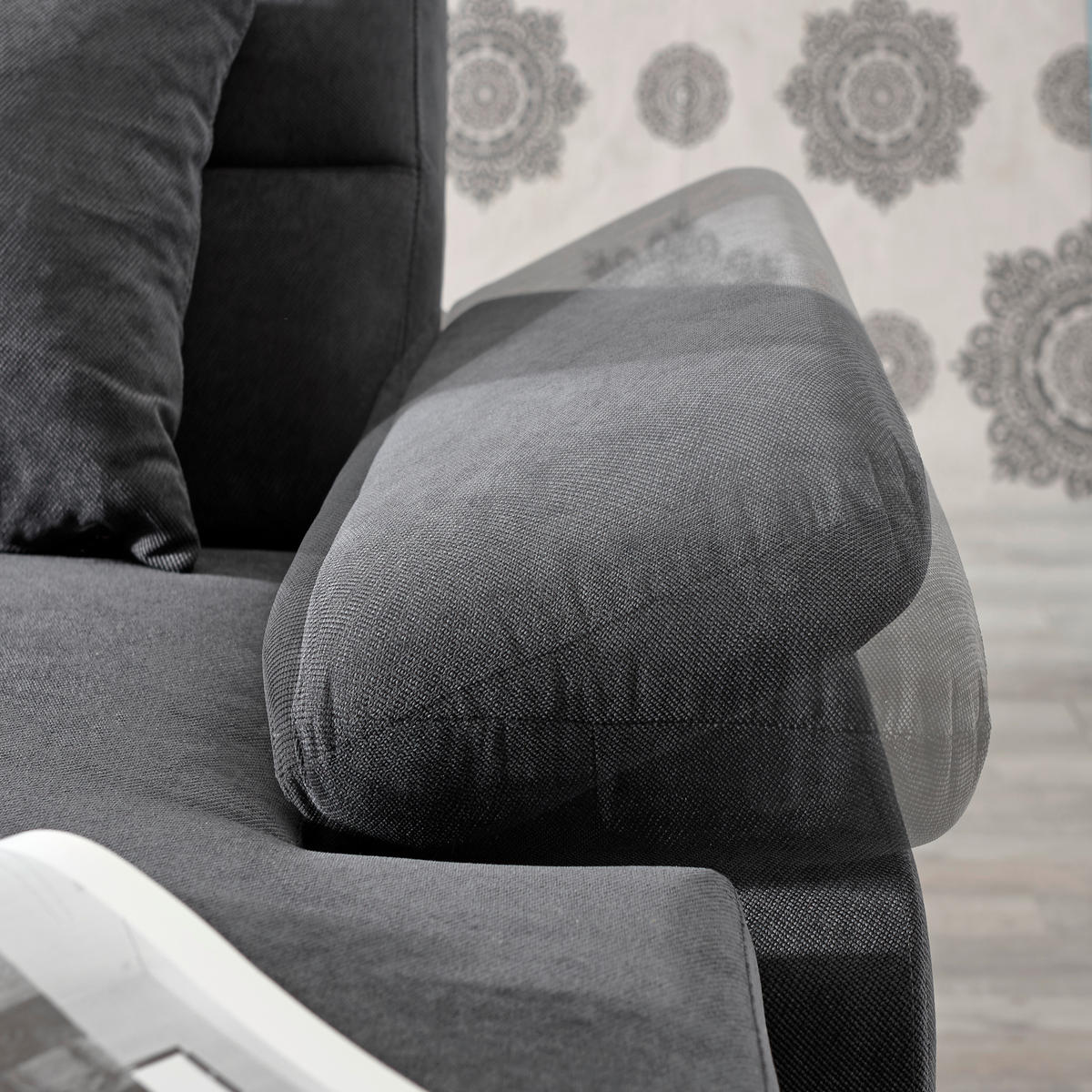 WOHNLANDSCHAFT inkl.Funktionen Anthrazit Webstoff  - Dunkelbraun/Anthrazit, KONVENTIONELL, Kunststoff/Textil (183/319/166cm) - Cantus