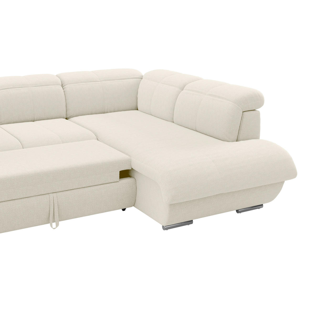 WOHNLANDSCHAFT MULTI Elfenbein Chenille  - Chromfarben/Elfenbein, MODERN, Textil/Metall (184/345/228cm) - Livetastic