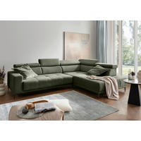 ECKSOFA INTERA Dunkelgrün Struktur Kopfteilverstellung, Sitzvorzug  - Dunkelgrün/Schwarz, KONVENTIONELL, Textil/Metall (305/225cm) - Livetastic