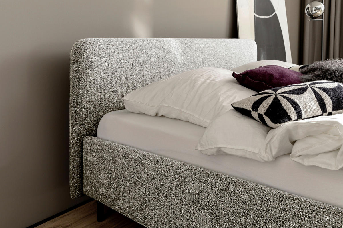 POLSTERBETT 180/200 cm  in Beige  - Beige/Schwarz, Design, Textil/Metall (180/200cm) - Xora