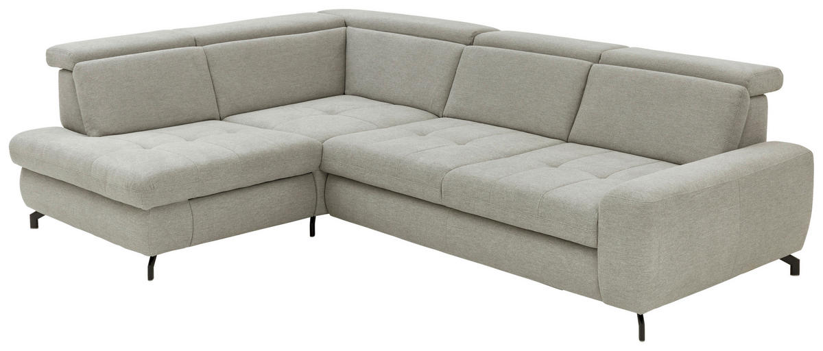 ECKSOFA in Chenille Ecru  - Ecru/Schwarz, Design, Textil/Metall (220/310cm) - Beldomo Style