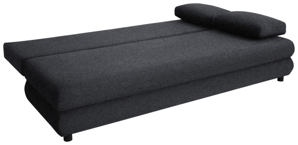 SCHLAFSOFA Webstoff Dunkelgrau  - Dunkelgrau/Schwarz, Design, Kunststoff/Textil (197/77/81cm) - home24