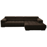 ECKSOFA Mikrofaser Braun  - Silberfarben/Braun, Design, Textil/Metall (335/190cm) - Beldomo Speed