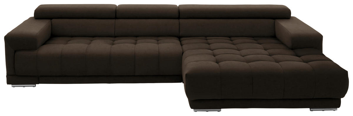 ECKSOFA Mikrofaser Braun  - Silberfarben/Braun, Design, Textil/Metall (335/190cm) - Beldomo Speed