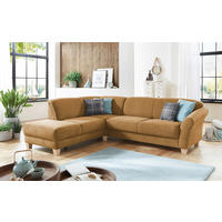 ECKSOFA 212/257 cm  in Flachgewebe Senfgelb Bettkasten, Sitztiefenverstellung  212/257 cm  - Senfgelb/Naturfarben, KONVENTIONELL, Holz/Textil (212/257cm) - Sit & More