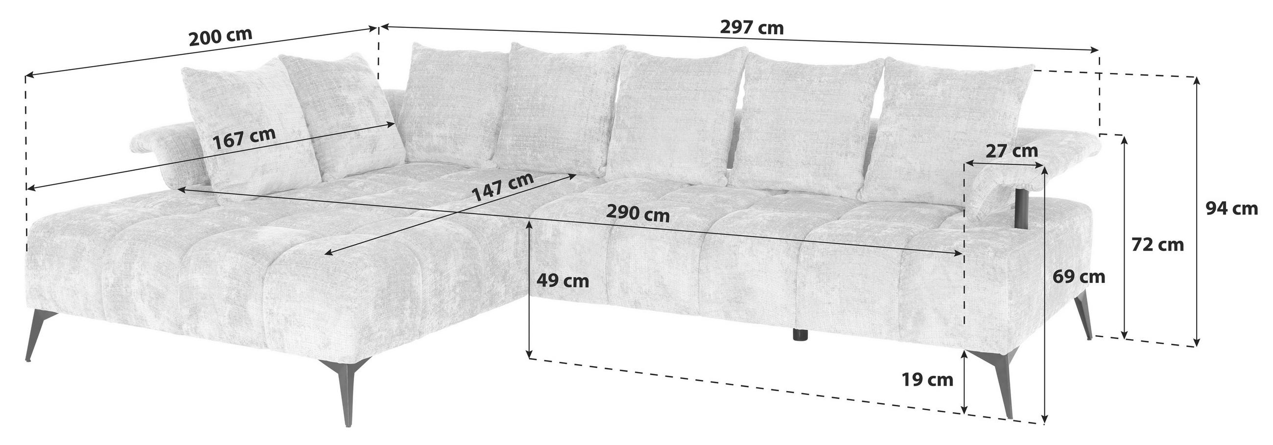 Thumbnail - Livetastic Ecksofa Vanessa, Beige, Textil, 4-Sitzer, Füllung: Silikon, Schaumstoffflocken, Ottomane links, L-Form, 297x2...