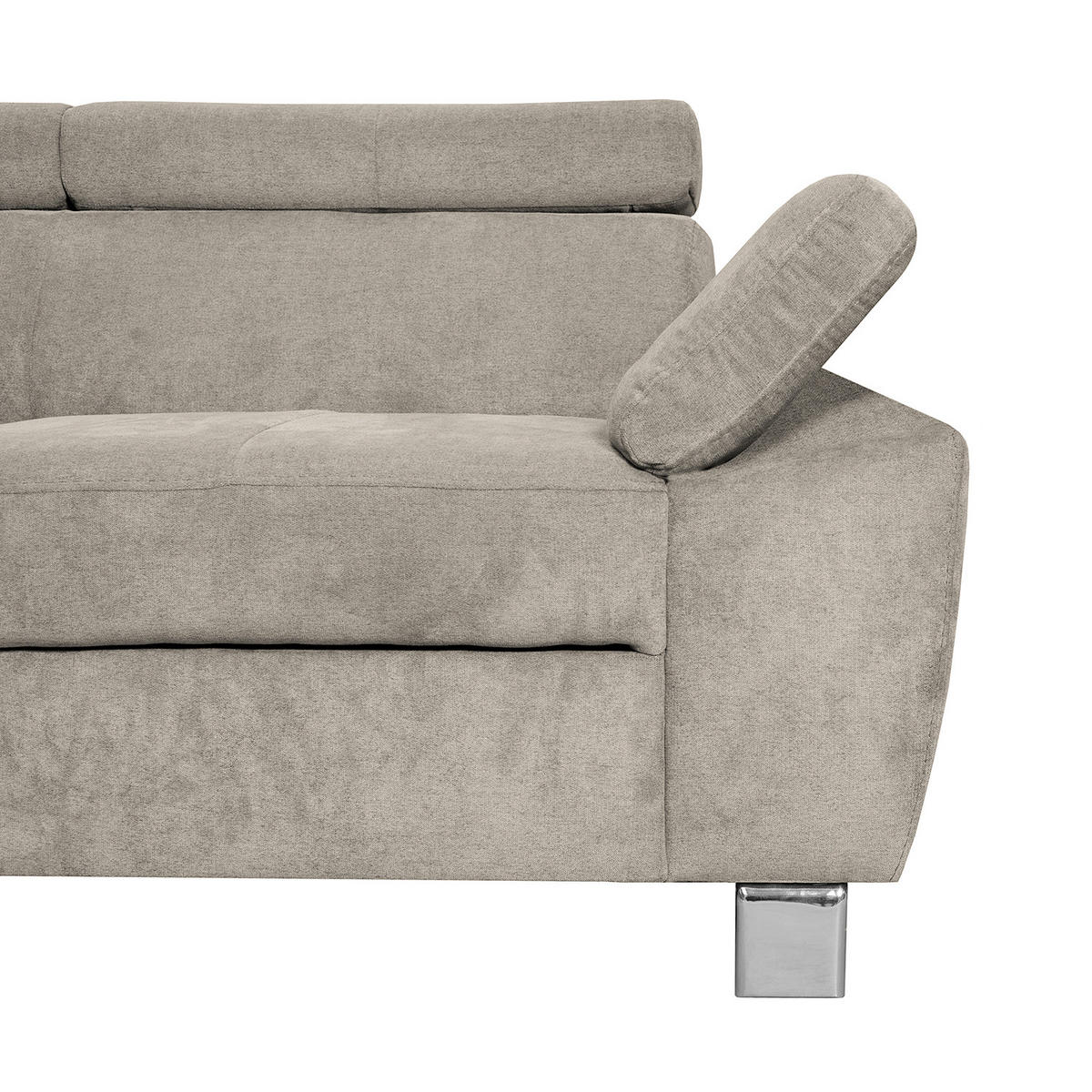 ECKSOFA Hellbraun Mikrofaser  - Chromfarben/Hellbraun, Design, Textil/Metall (208/248cm) - Livetastic