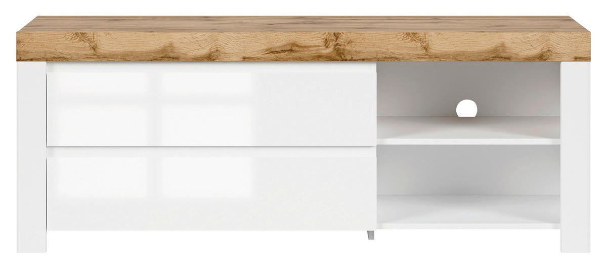 TV KOMODA bela, hrast wotan  - hrast wotan/bela, Dizajnerski, pločasti materijal/plastika (156/60,5/42cm) - Carryhome