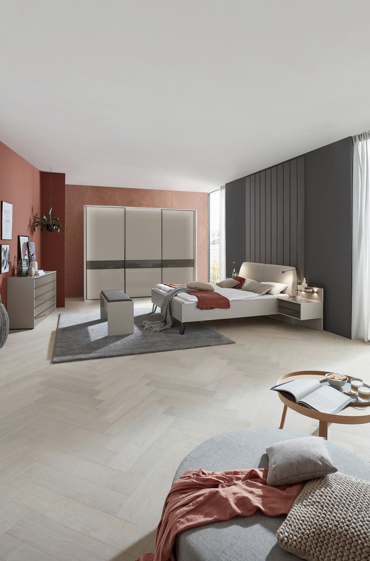 BETTANLAGE 180/200 cm  in Braun, Grau   - Braun/Grau, Design, Glas/Holzwerkstoff (180/200cm) - Dieter Knoll