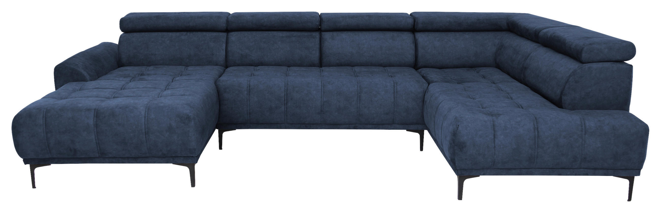 WOHNLANDSCHAFT Dunkelblau Velours  - Schwarz/Dunkelblau, Design, Textil/Metall (172/340/191cm) - Stylife