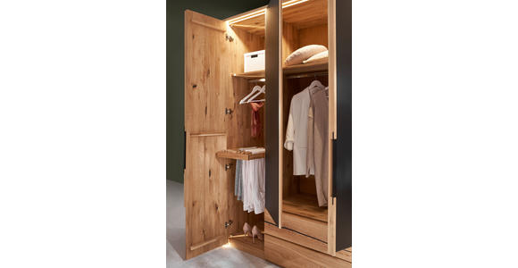 DREHTÜRENSCHRANK  in Anthrazit, Wildeiche  - Wildeiche/Anthrazit, Natur, Glas/Holz (300/218/60cm) - Valnatura