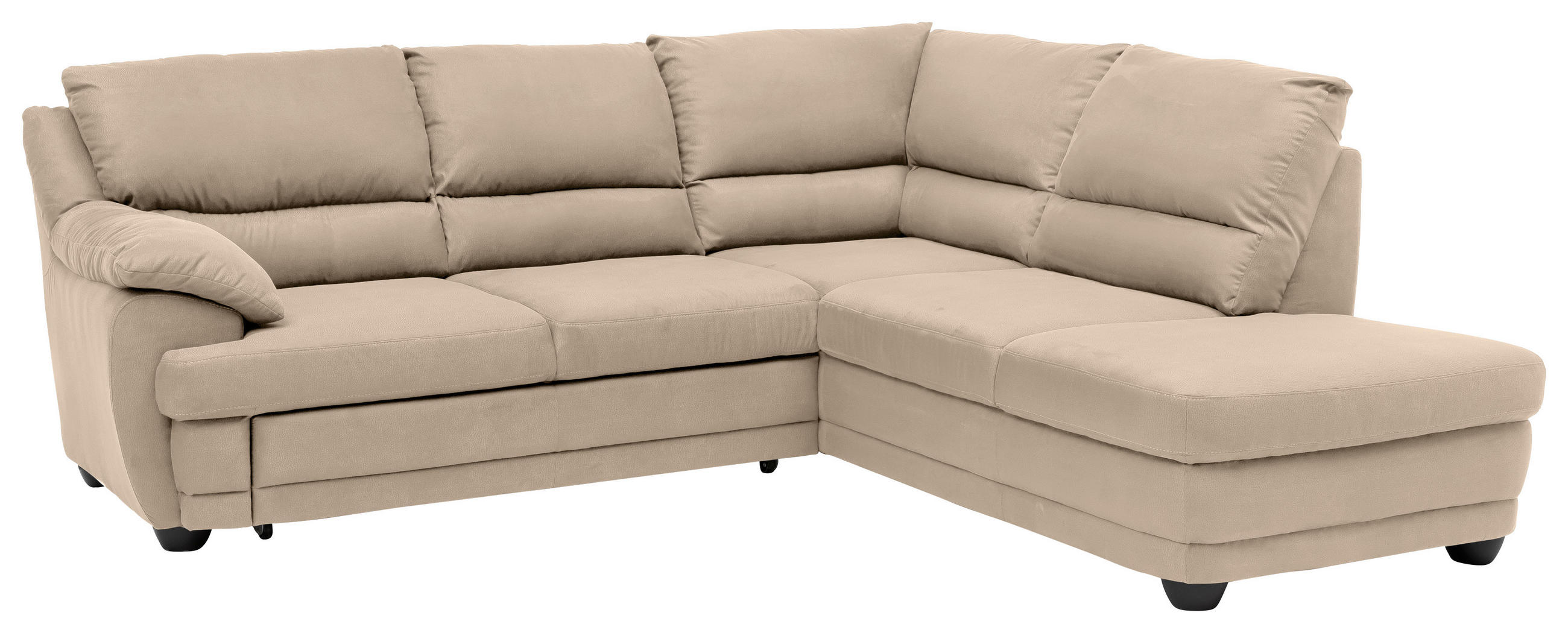 ECKSOFA  Chenille Sandfarben  - Sandfarben/Schwarz, Design, Kunststoff/Textil (246/225cm) - Livetastic