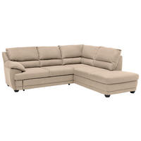 ECKSOFA Sandfarben Chenille Schlaffunktion  - Sandfarben/Schwarz, Design, Kunststoff/Textil (246/225cm) - Livetastic