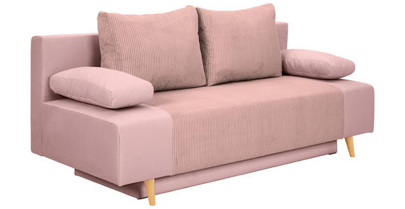 SCHLAFSOFA in Cord, Velours Rosa  - Buchefarben/Creme, KONVENTIONELL, Holz/Textil (191/92/89cm) - Carryhome