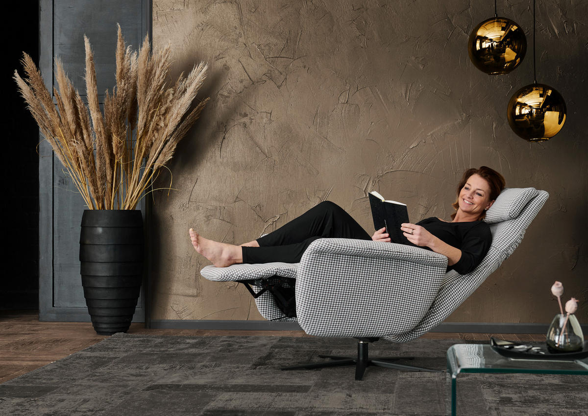 RELAXSESSEL in Textil Grau, Schwarz, Silberfarben  - Silberfarben/Schwarz, Design, Textil/Metall (78/88-177/82cm) - Valdera