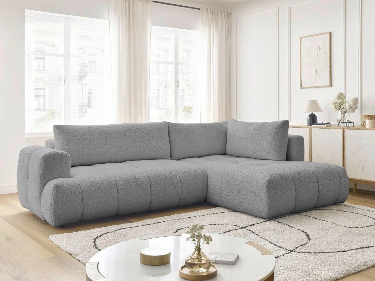 ECKSCHLAFSOFA FUJI Bouclé Dunkelgrau  inkl.  - Dunkelgrau/Schwarz, MODERN, Kunststoff/Textil (282/204cm)
