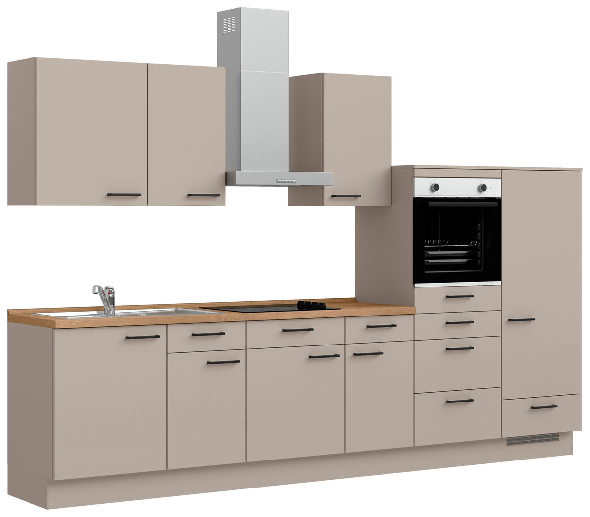 KÜCHENBLOCK Easytouch 330 cm  in Eichefarben, Sandfarben  - Sandfarben/Eichefarben, MODERN, Holzwerkstoff/Metall (330cm) - Nobilia