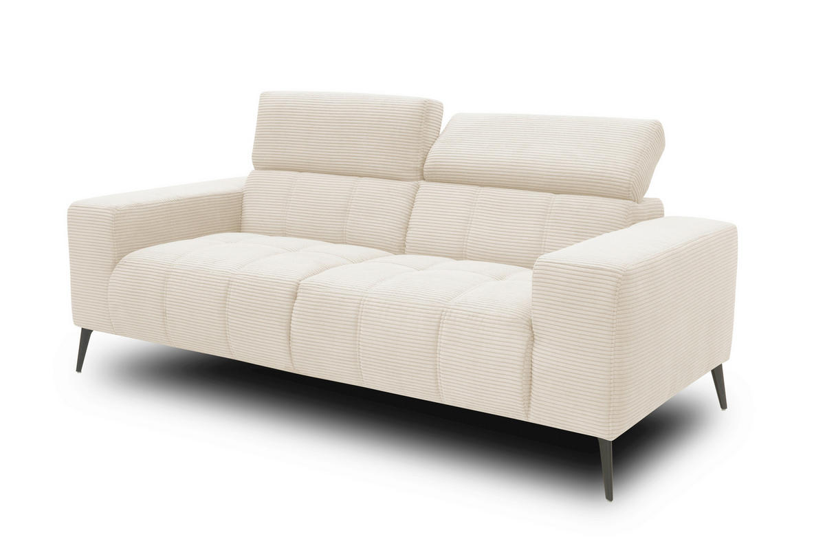 2-SITZER-SOFA TRENTO Mikrofaser Creme  - Dunkelgrau/Creme, MODERN, Textil/Metall (208/79/104cm) - MID.YOU