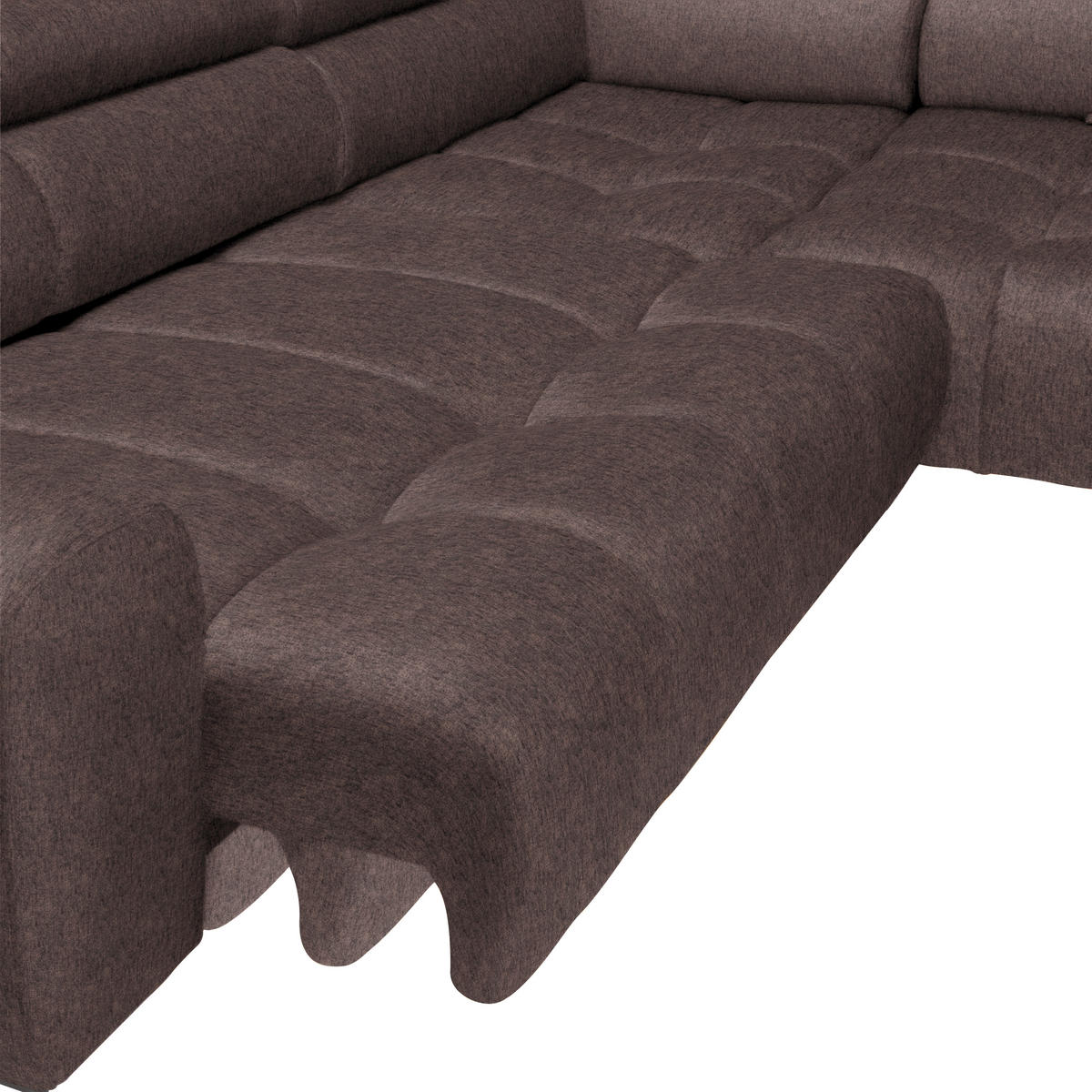 ECKSOFA in Samt, Webstoff Graubraun  - Graubraun/Schwarz, Design, Textil/Metall (270/177cm) - Welnova