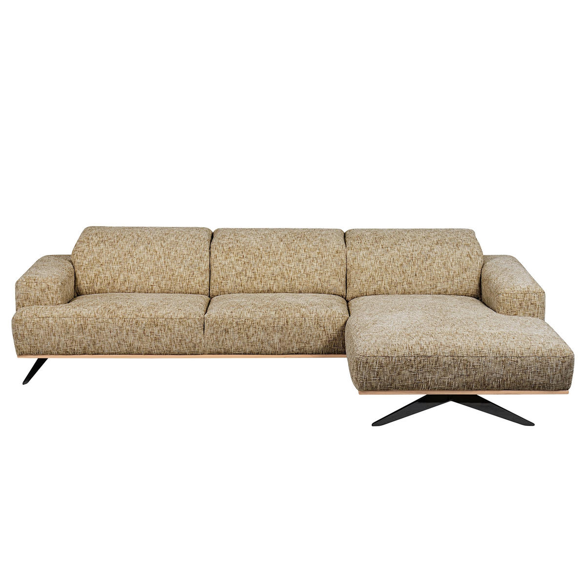 ECKSOFA Struktur Hellbraun  - Hellbraun/Schwarz, Design, Holz/Textil (295/187cm) - Livetastic