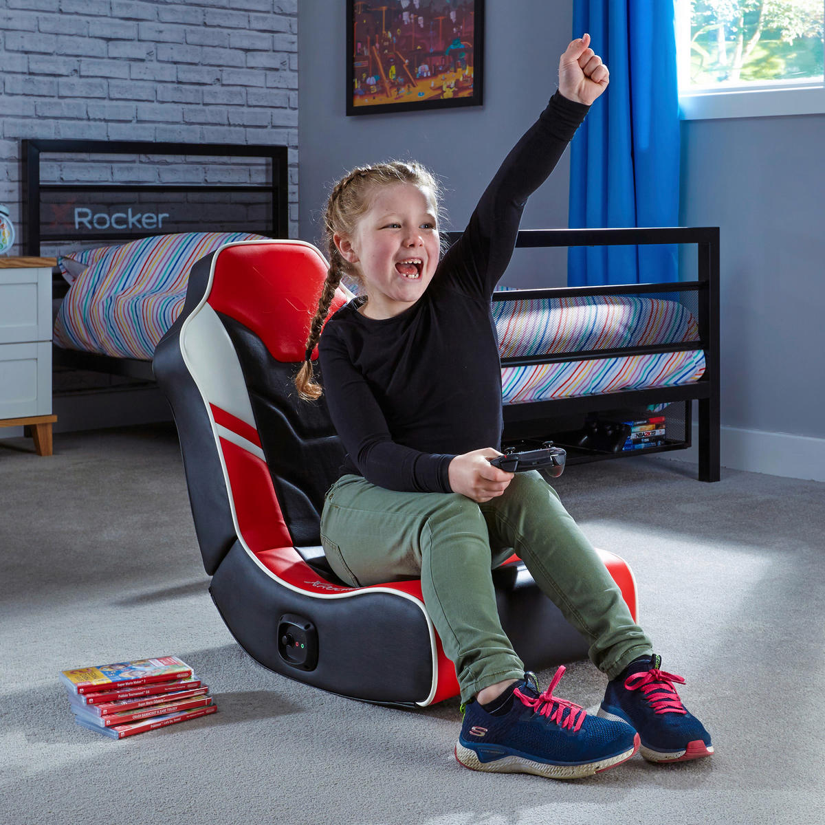 GAMINGSESSEL Rot Textil   - Rot, MODERN, Textil (42/64/75cm) - X Rocker