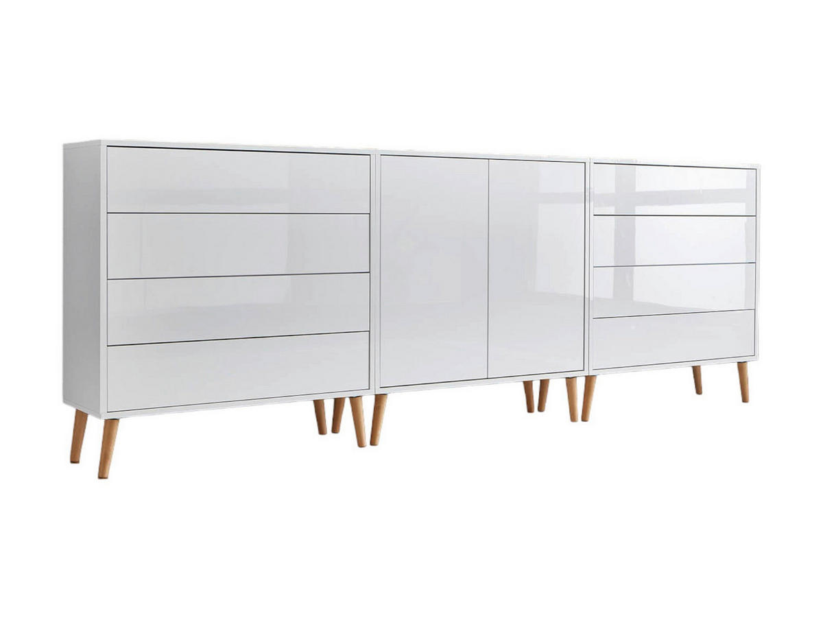 SIDEBOARD Mailand Set 4 + HF  in 237/86/33 cm  - Weiß Hochglanz/Weiß, MODERN, Holz/Holzwerkstoff (237/86/33cm) - MID.YOU