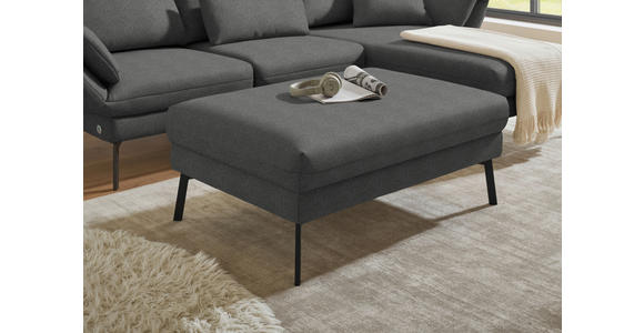ECKSOFA  in Flachgewebe Dunkelgrau  255-365/175-224 cm  - Dunkelgrau/Schwarz, Design, Textil/Metall (255-365/175-224cm) - Dieter Knoll