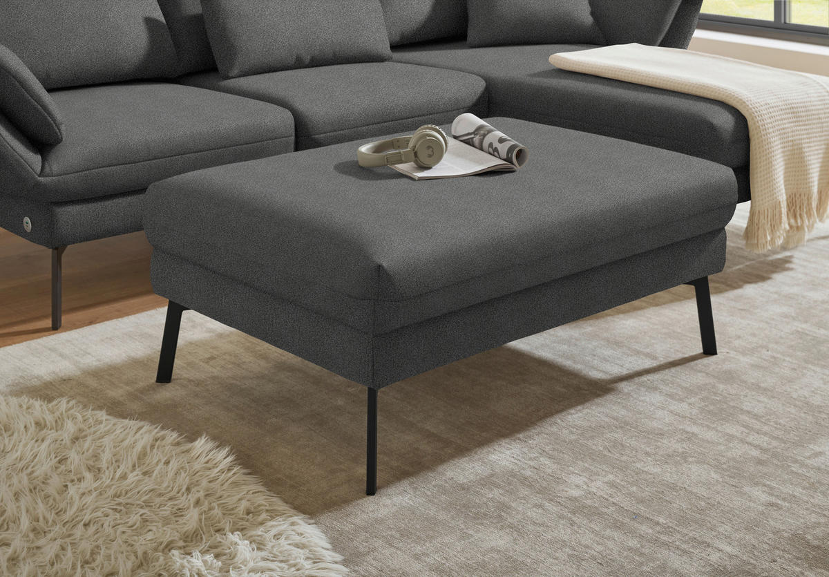 ECKSOFA  in Flachgewebe Dunkelgrau  255-365/175-224 cm  - Dunkelgrau/Schwarz, Design, Textil/Metall (255-365/175-224cm) - Dieter Knoll